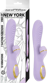 Vibes Of New York Ribbed Rechargeable Clitoral Massager Lavender Purple VIBRATORS-RABBIT-MULTI